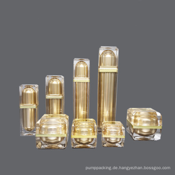 8g 10 g 15g 30g 50 g leeres Plastik -Gold -Quadrat -Glas auf Lager 20ml 30 ml 40 ml 60 ml 100 ml 120 ml Luxuslotionflasche und Glas Set